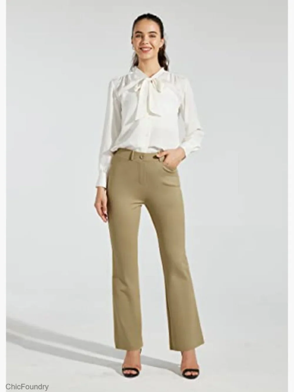 Yoga Dress Pants Bootcut Stretch Work Slacks Office Pants 4 Pockets - Picture 3 of 7